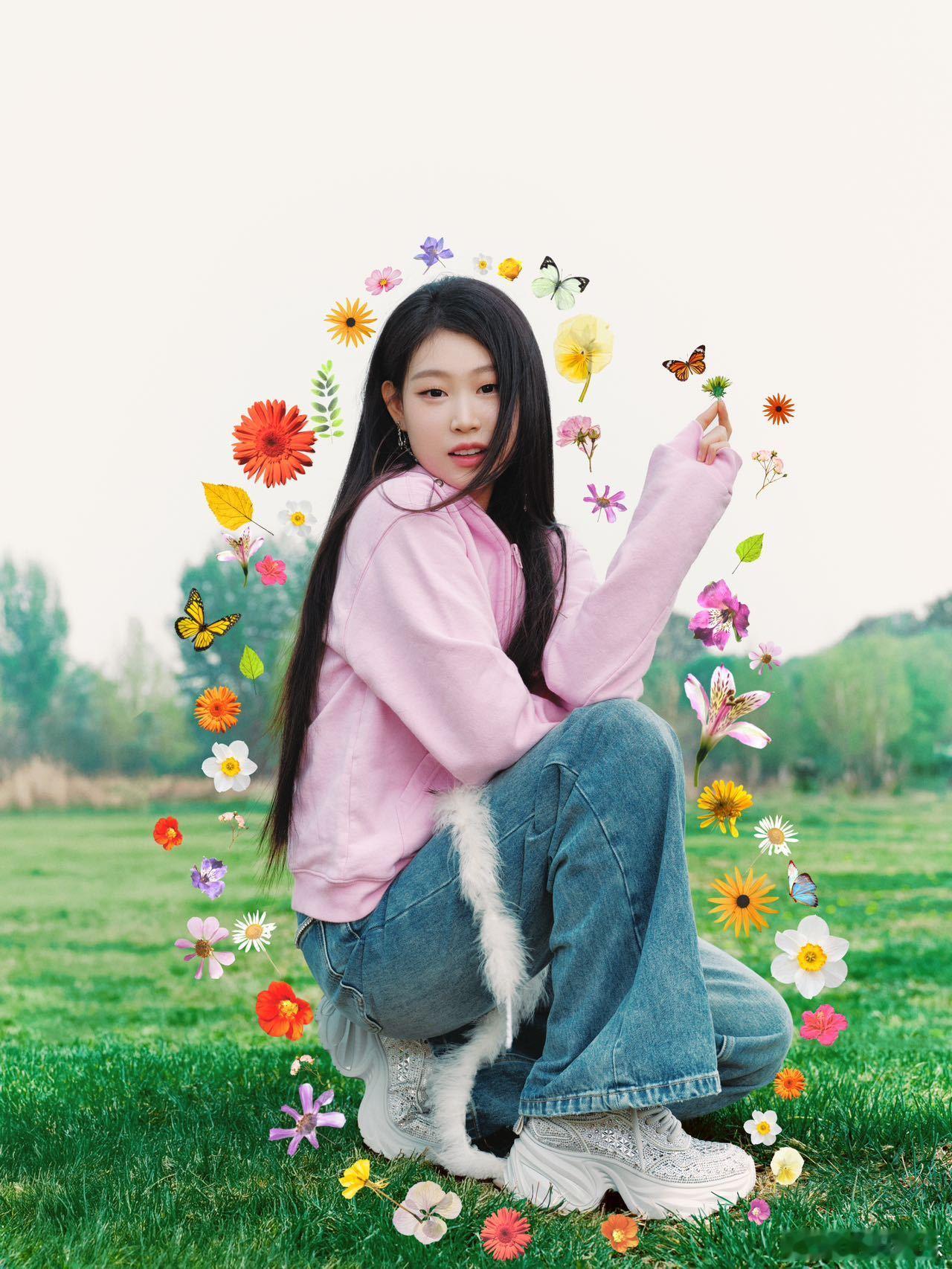 沈佳润这组图像邻家妹妹 我就说沈佳润怎么最近这么火！原来这组图太绝了，手绘小花细