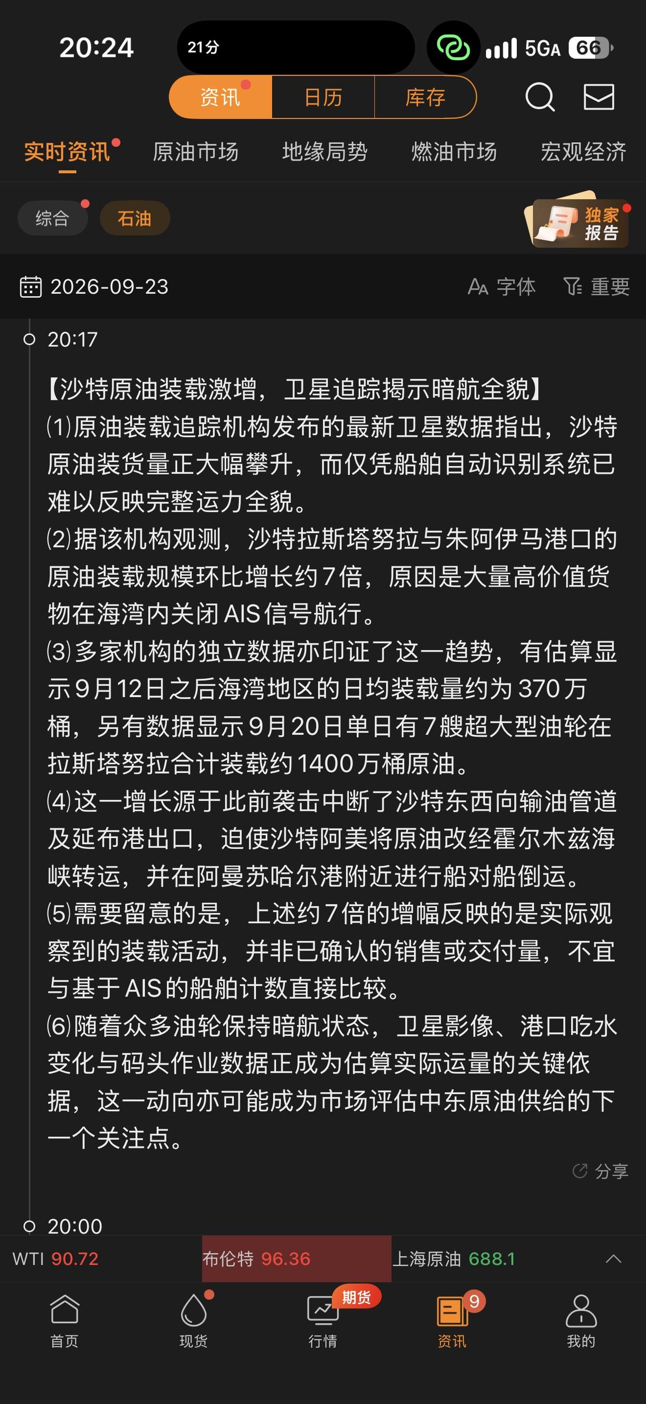 沙特原油突然暴增  我觉得要通航了