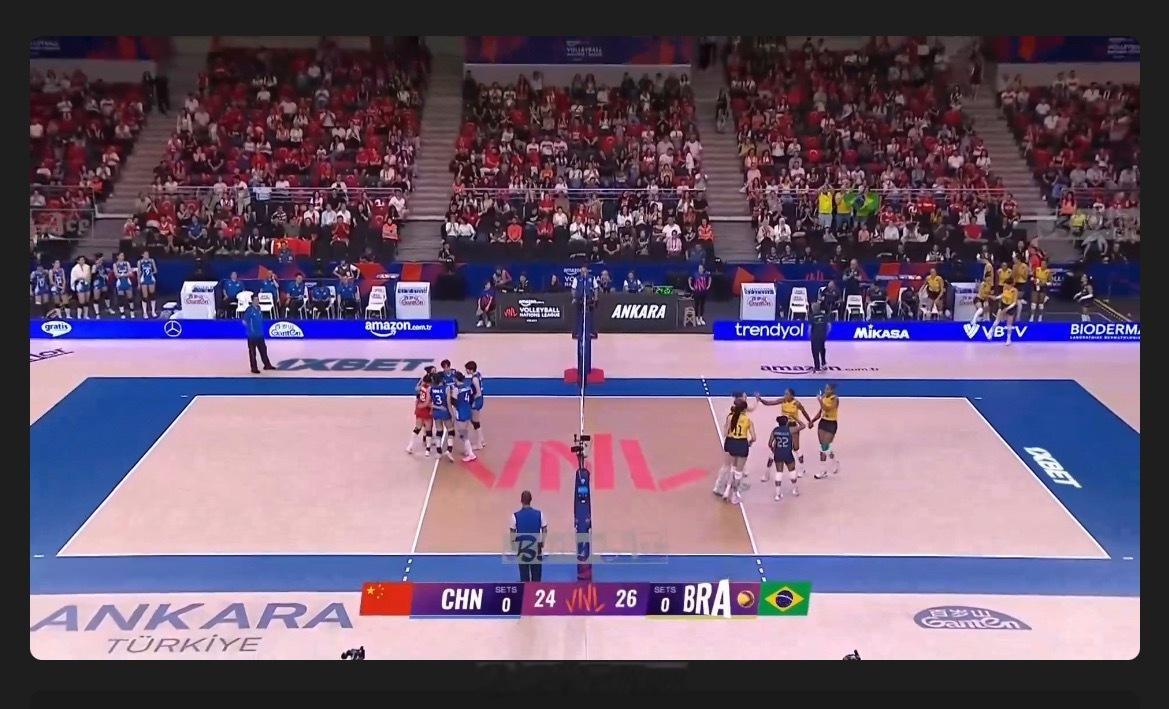 女排2026年世界女排联赛中国女排vs巴西女排 中国🇨🇳女排0-1（24-2