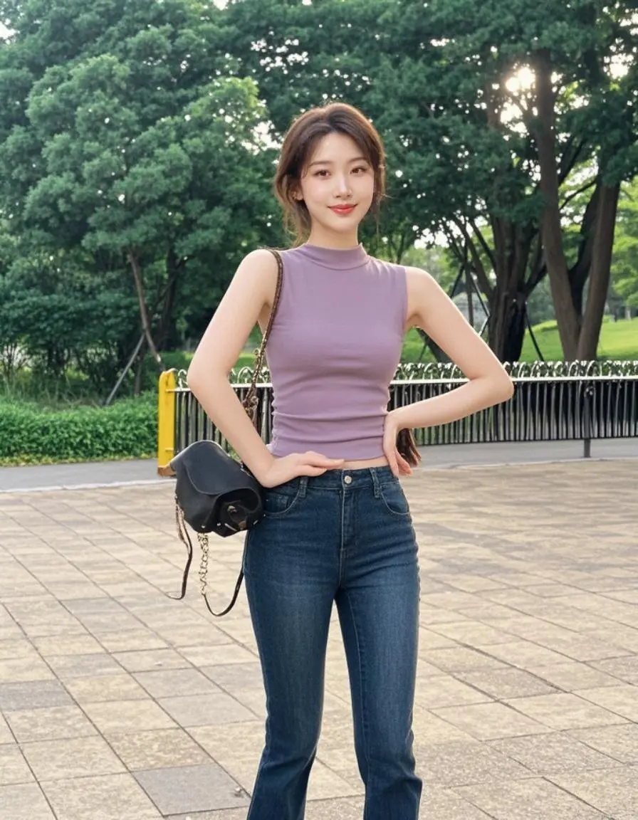 都市俏影 高腰显瘦直筒裤