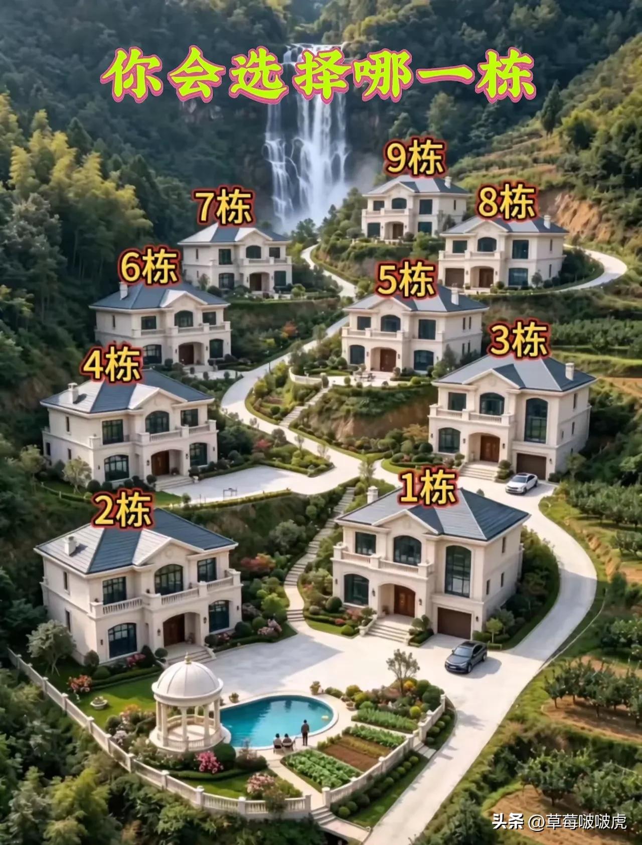 男同胞们，这别墅要是售价都是一样的，你们会买哪一栋？实话实说！