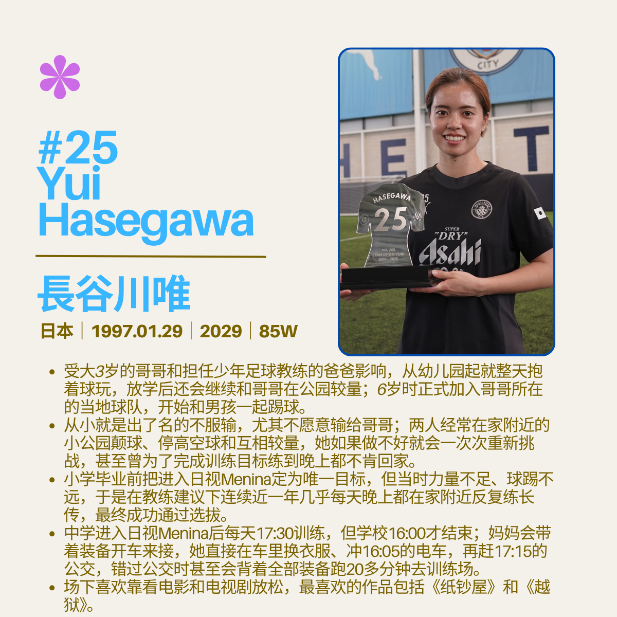 ［补发］⏳2026/27赛季WSL开赛倒计时1天球员简介1️⃣4️⃣｜曼城（中场