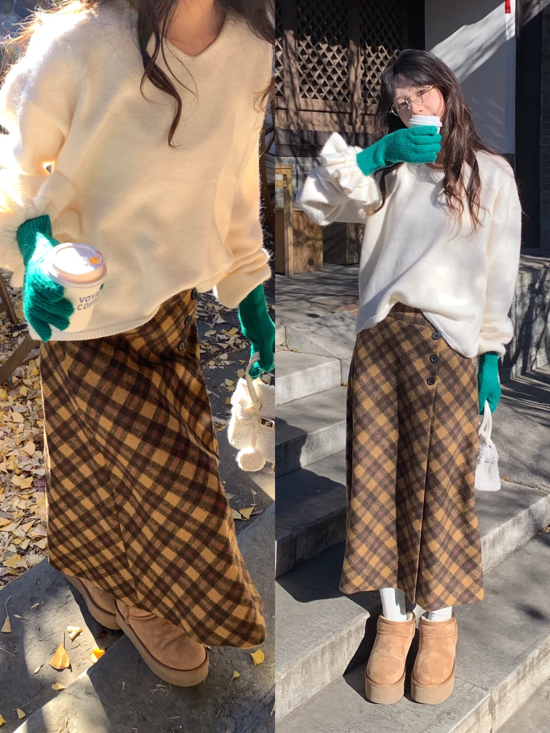 OOTD｜韩里韩气的冬日半身裙子look