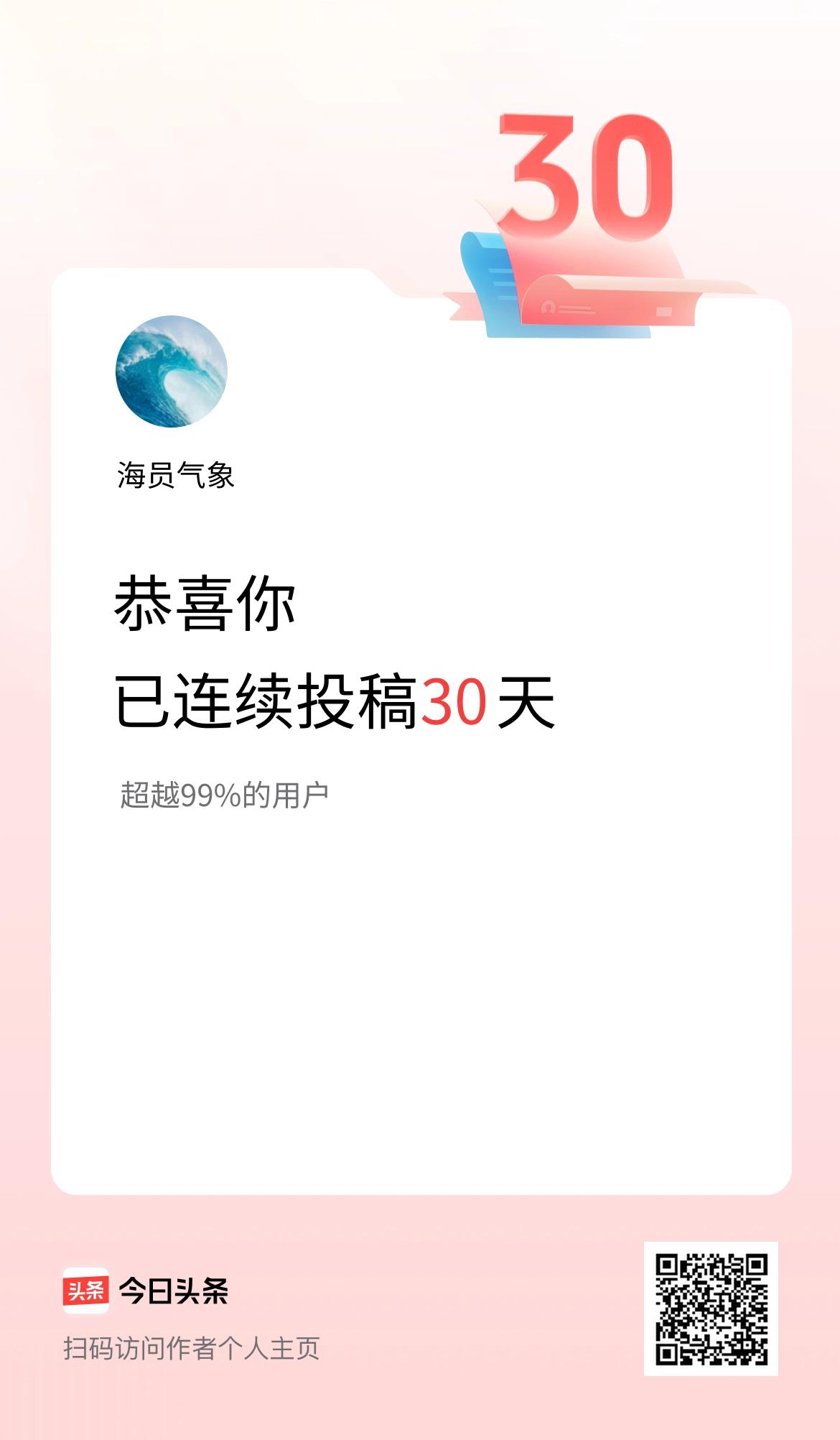 我在头条连续投稿30天