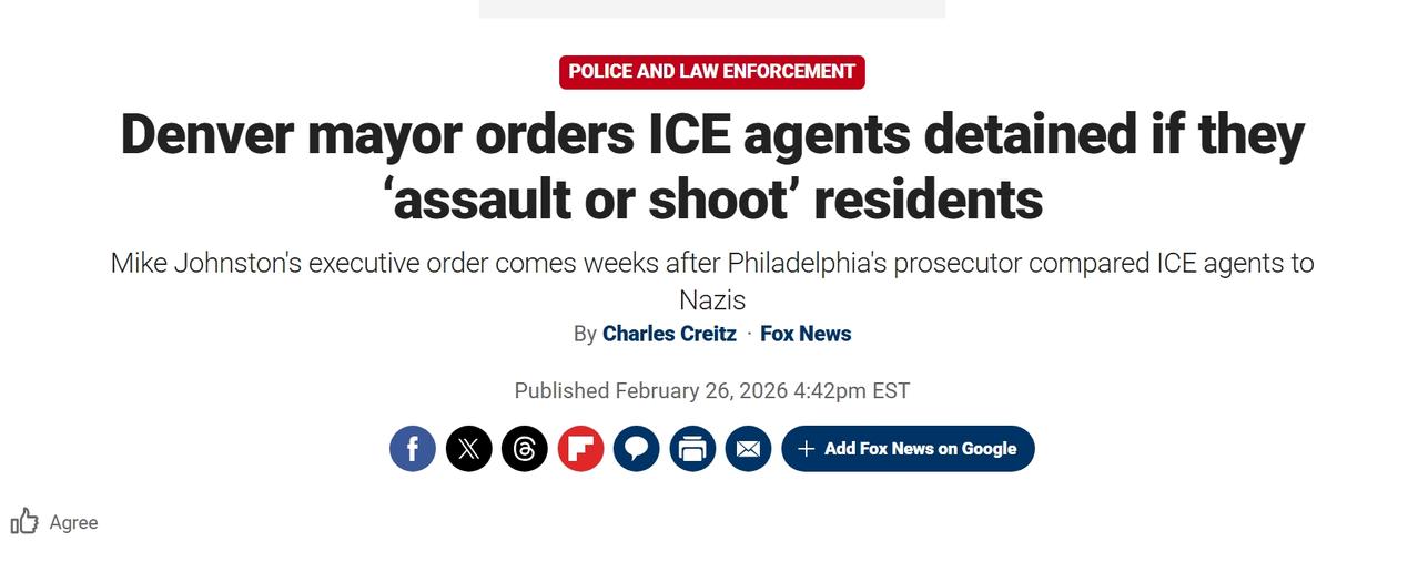 美国市长下令拘留执法过度的ICE特工
当地时间周四，美国科罗拉多州丹佛市长迈克·