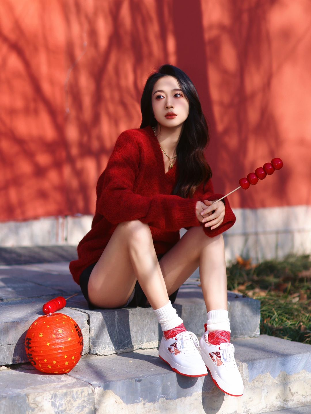 新年慵懒红毛衣🧨太显白了