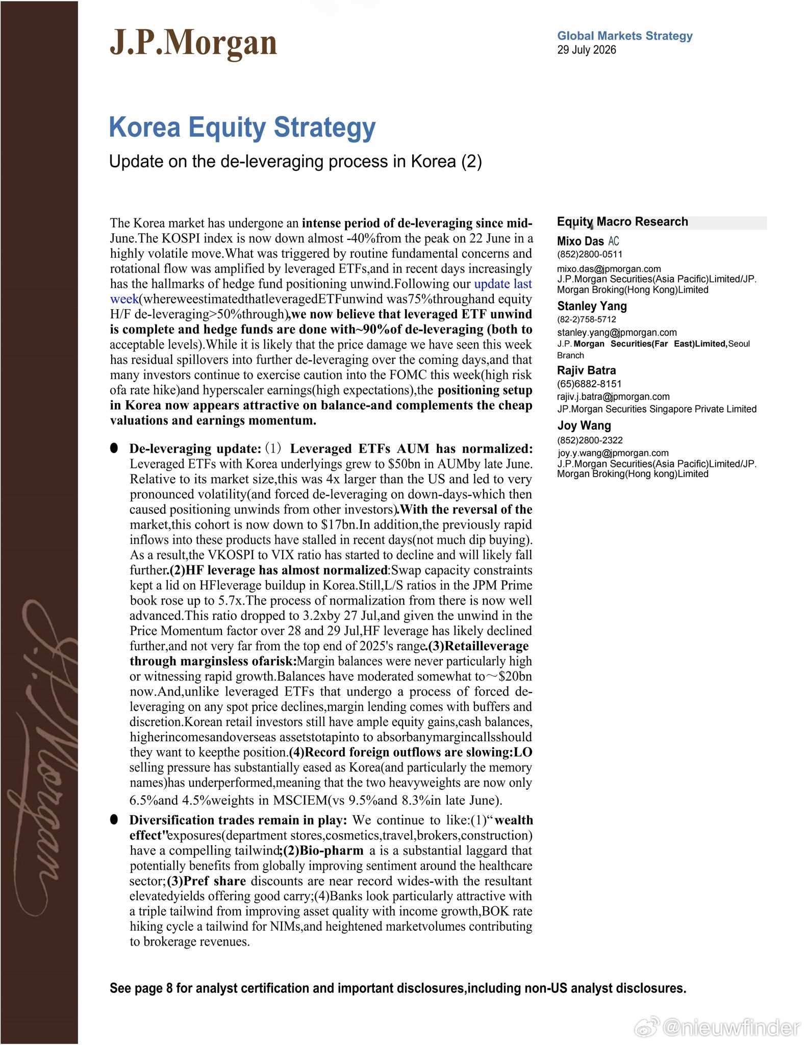 JPM’s “Korea Equity Strategy: Update on 