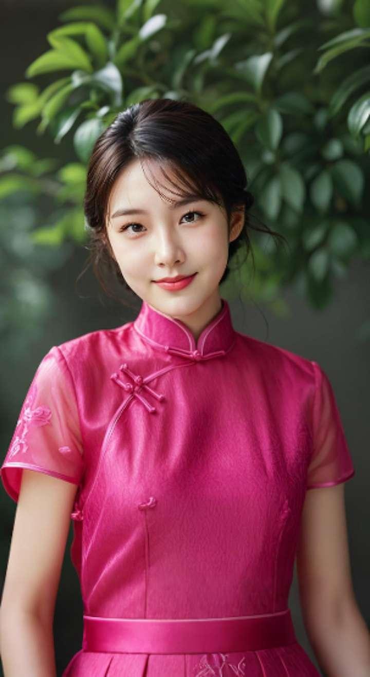 AI扩图 AI艳粉微笑