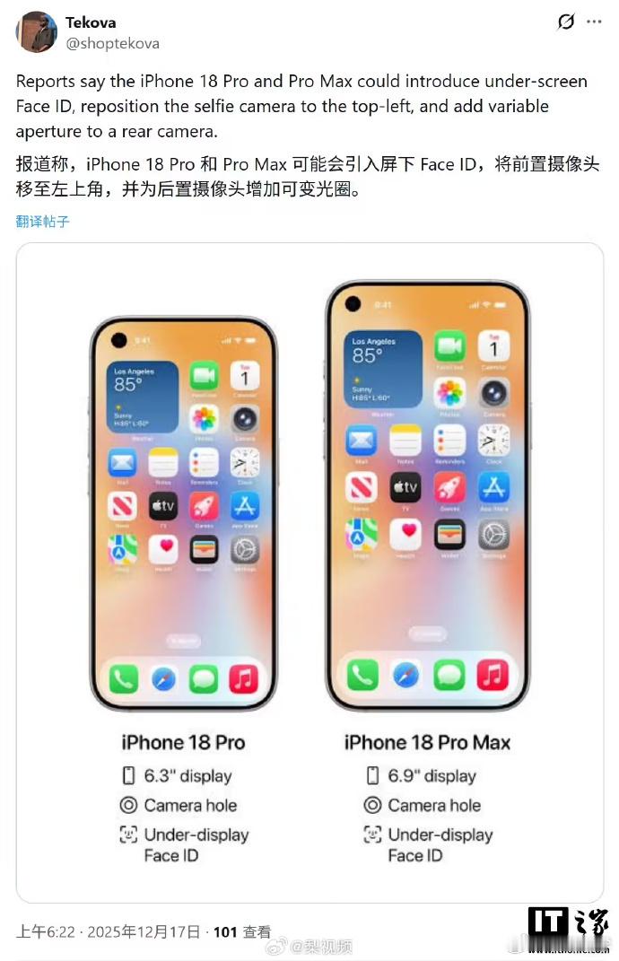 iPhone18Pro或摒弃药丸状挖孔 当年iPhone刚发布“药丸屏”全网吐槽