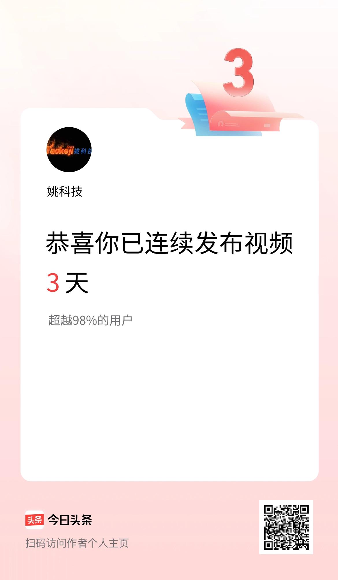 我在头条连续视频投稿3天