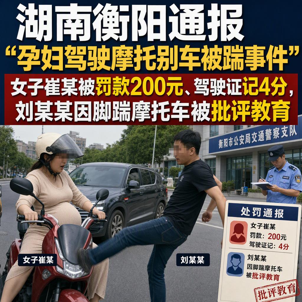 第一个,不少网友以为“孕妇骑摩托被踹”是单纯的受害者叙事,但衡阳警方的通报把这层