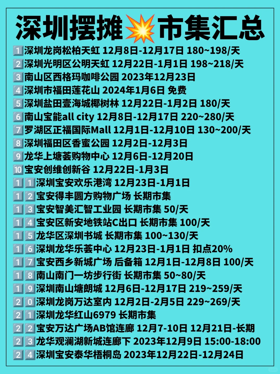 深圳市集汇总❗️想摆摊真心不要错过啦
