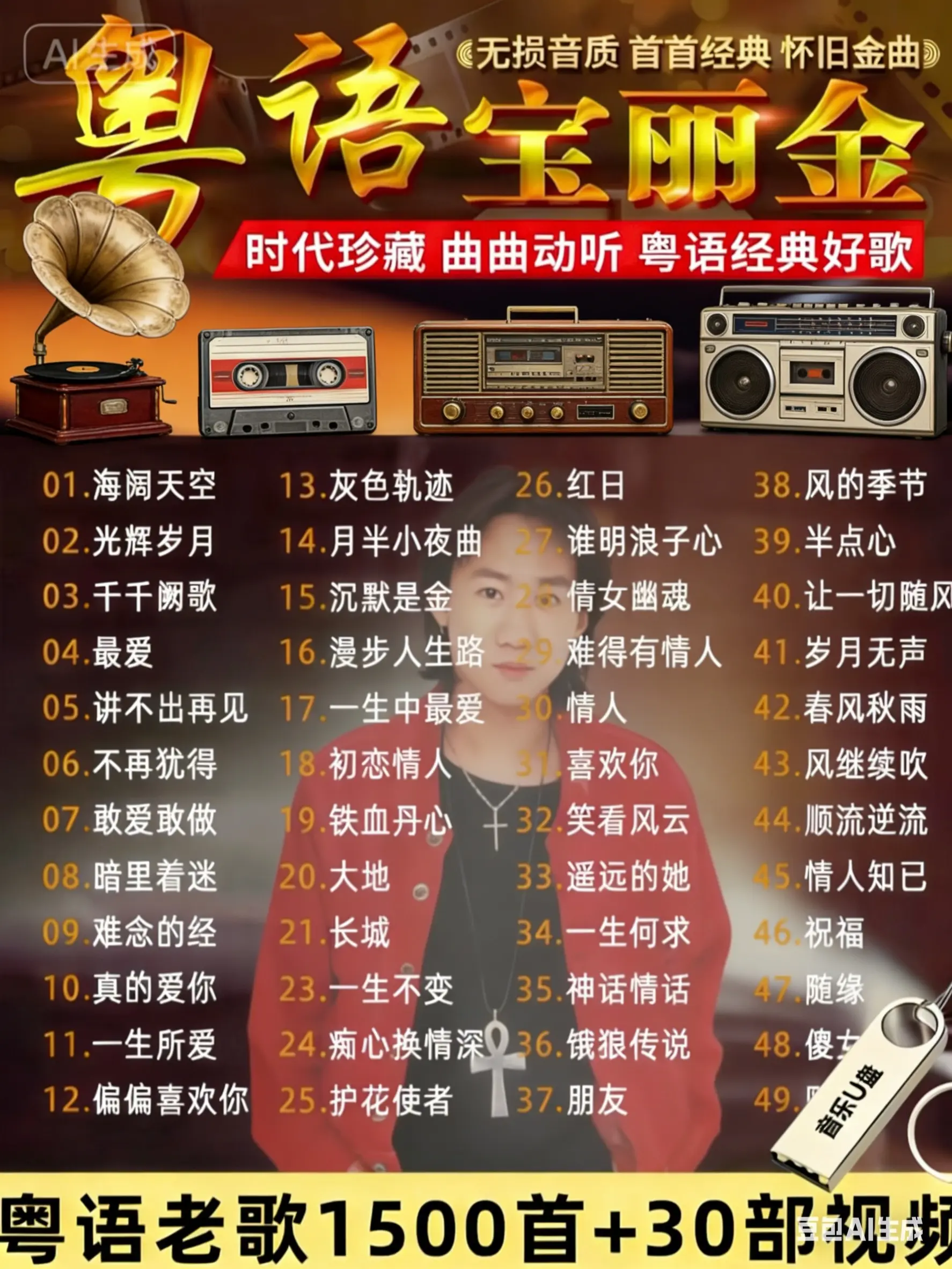 那些刻在青春里的粤语旋律，终于可以随身听了✨ 这款宝丽金怀旧老歌U盘...