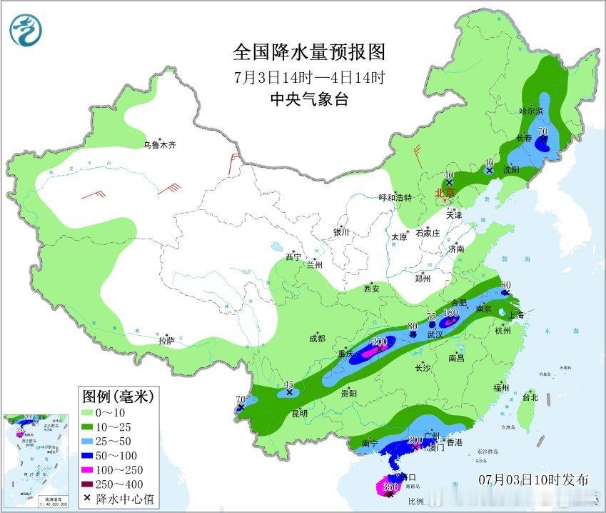 【强降雨和强对流】从今天云图上，可以看到清晰的降水系统。东北又有冷涡发展，导致东