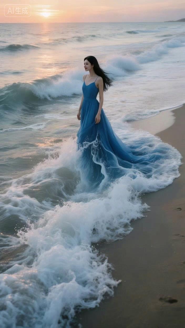 七绝●脱胎换骨/新韵    

波拥浪抱吻客人，
彩绕光环送贵宾。
日沐风吹来洗