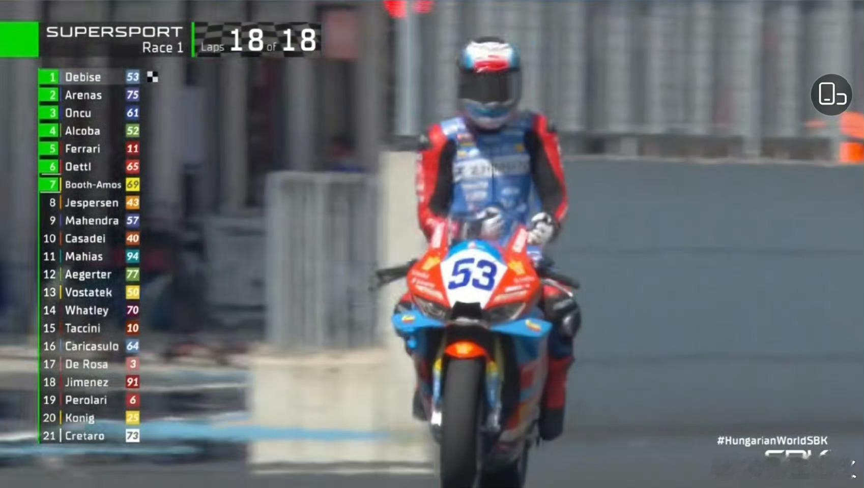 张雪机车再夺冠军 在刚刚结束的2026世界超级摩托车锦标赛（WSBK）匈牙利站W