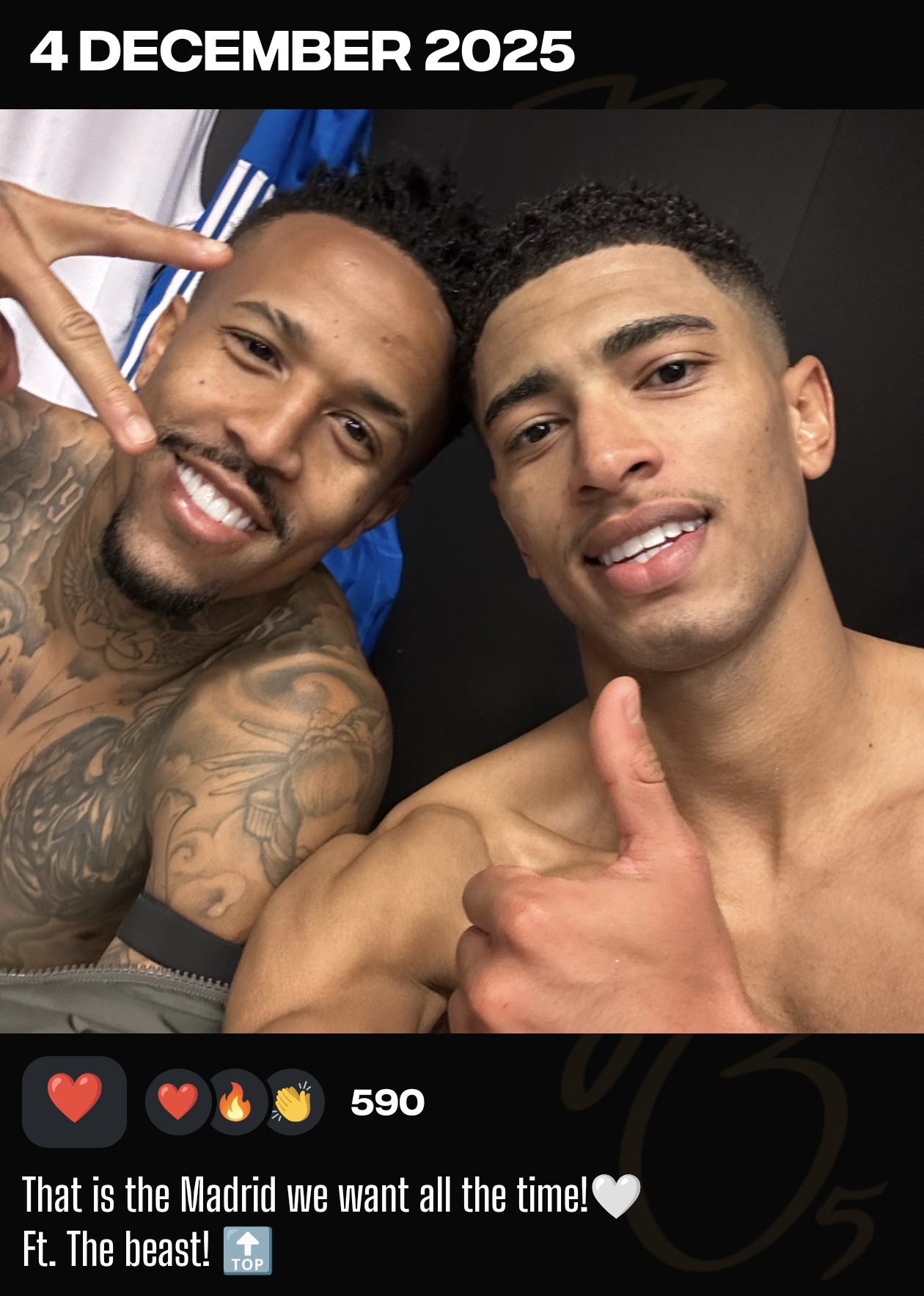 个人APP晒照这是我们一直想要的皇马！🤍联合出演：那个野兽！🔝毕尔巴鄂竞技v