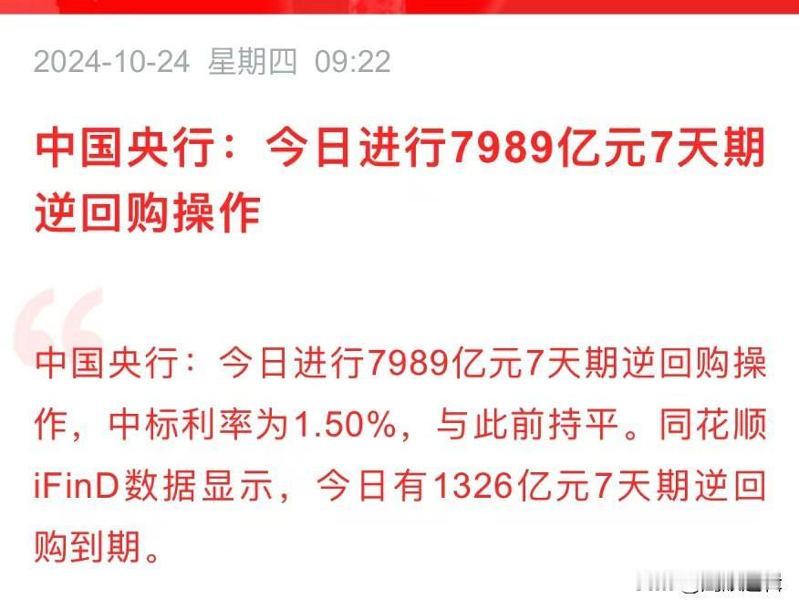 央行盘前放水超6600亿，市场流动性充裕
    今日有1326亿元7天期逆回购