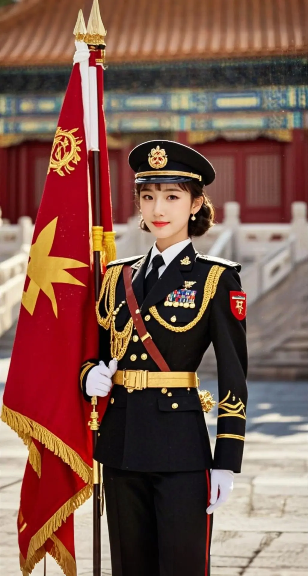 AI扩图 AI守护国旗英姿