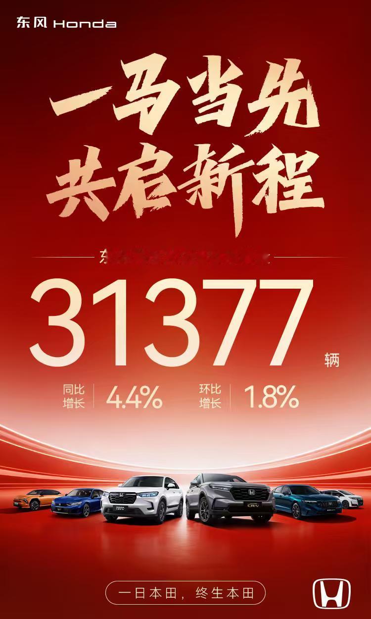 东风本田公布了2026年首月的销售成绩。数据显示，1月终端销量为31377台，同