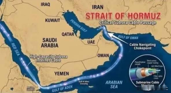 伊朗还有杀手锏
伊朗媒体发布了一张详细的地图，显示穿过霍尔木兹海峡的海底线缆，并