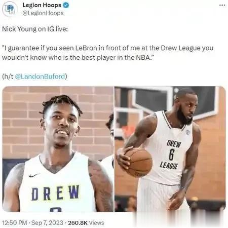 前NBA球员尼克-杨在INS直播中谈到了个人能力。他自吹说道：我保证，如果你们在