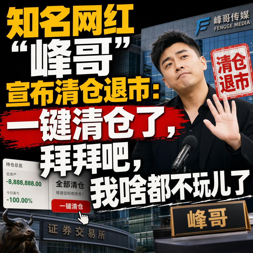 很多人以为，网红博主的清仓退市是段子，一笑而过就好。
但“峰哥”这次真的破防了。