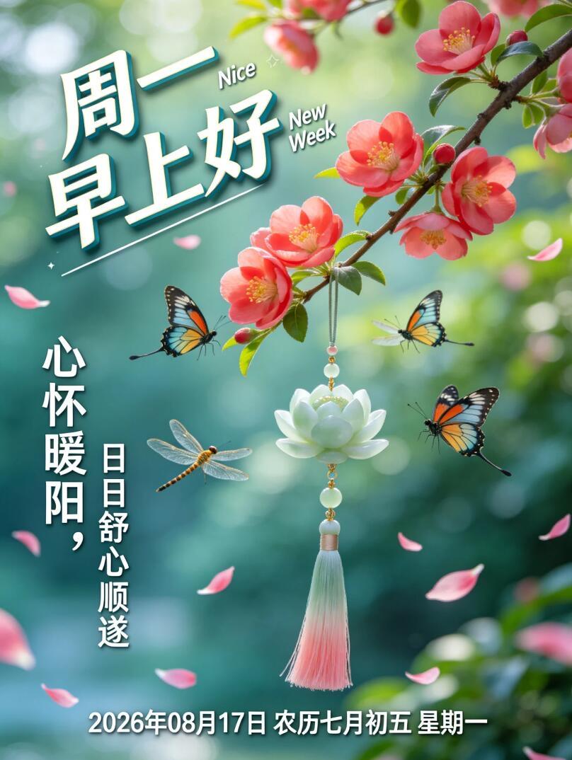 2026年8月17日，周一吉祥！清晨的阳光捎来诚挚问候🌻。新的周期，愿我们稳住