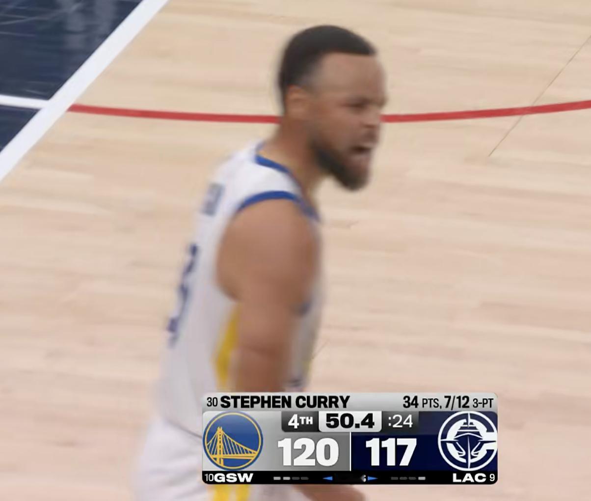 库里命中了关键三分 勇士反超3分最后一分钟了NBA附加赛