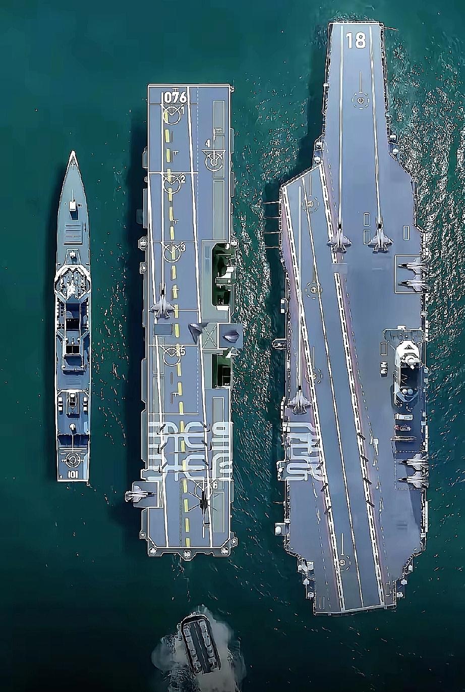 我勒个去，今天算是开了眼了。
一直以为咱们的055万吨大驱，那就是海上的巨无霸，