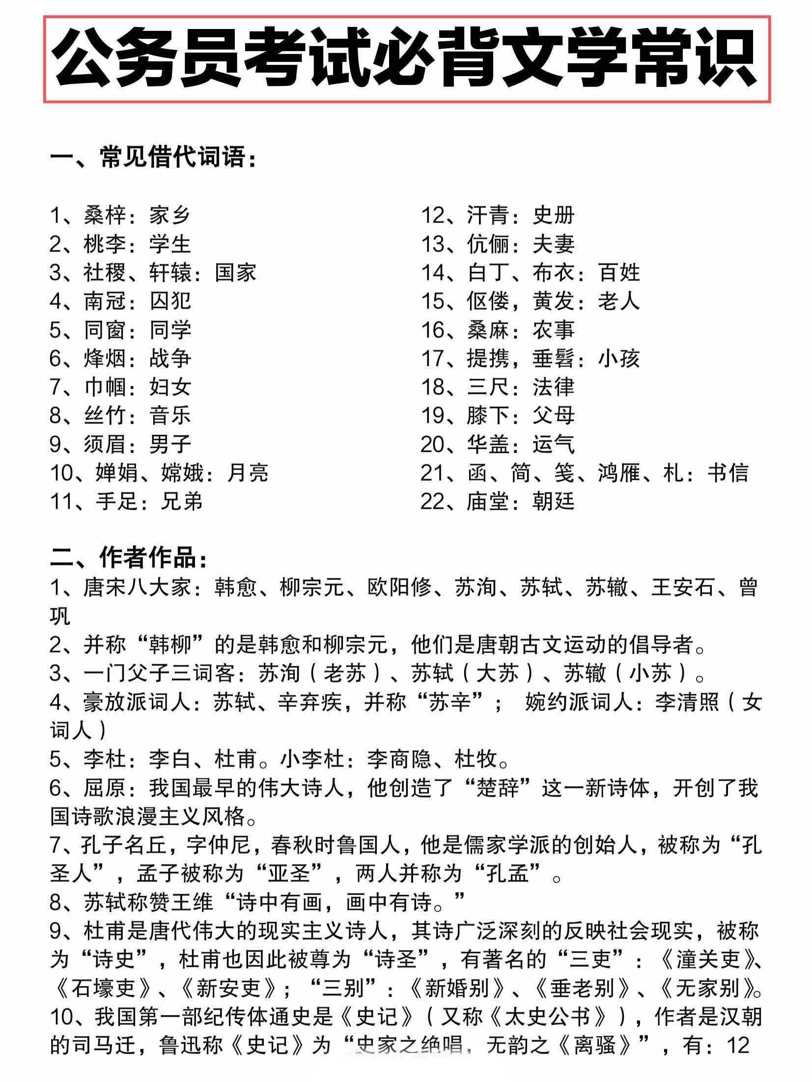 公务员考试必备常识 ​​​