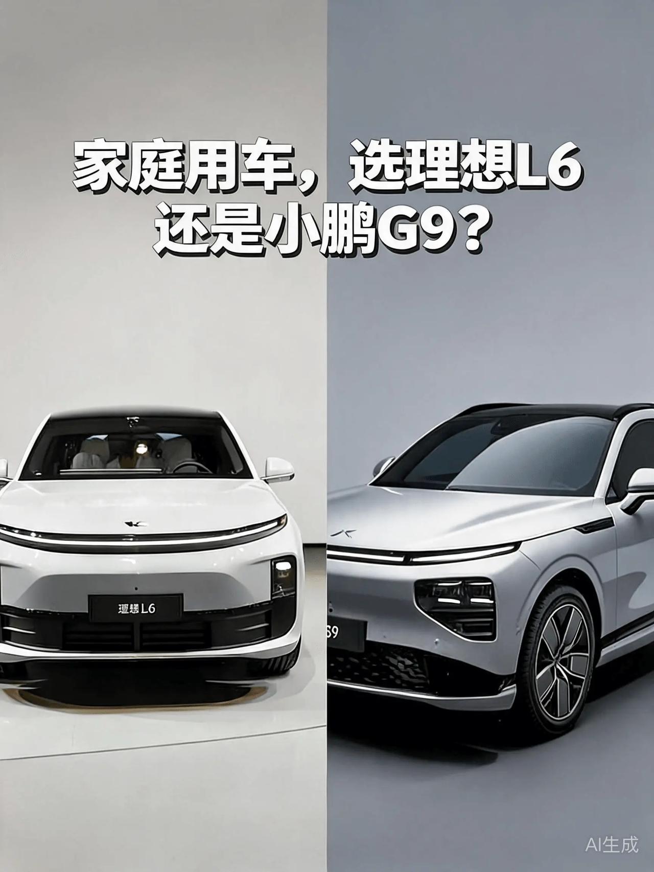 家庭用车，选理想L6还是小鹏G9？
把这两台车放一起，表面上是“增程”和“纯电”