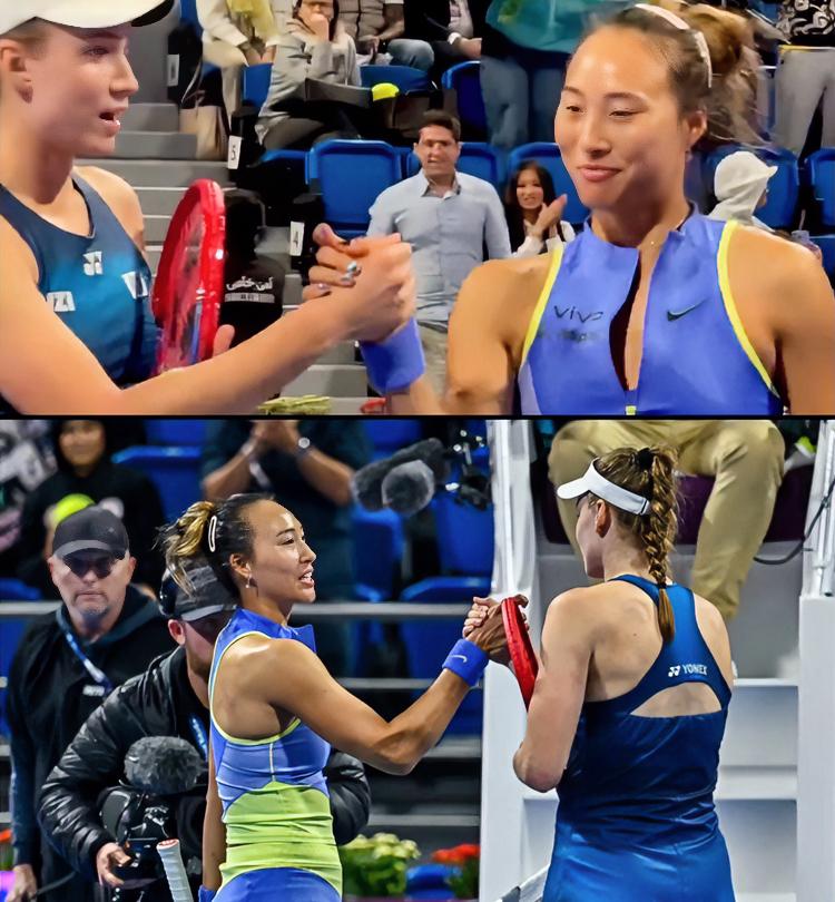 郑钦文：美美的娜姐呀，又见面了[爱慕]
莱巴金娜：文呀，努力把排名搞上来，我真不