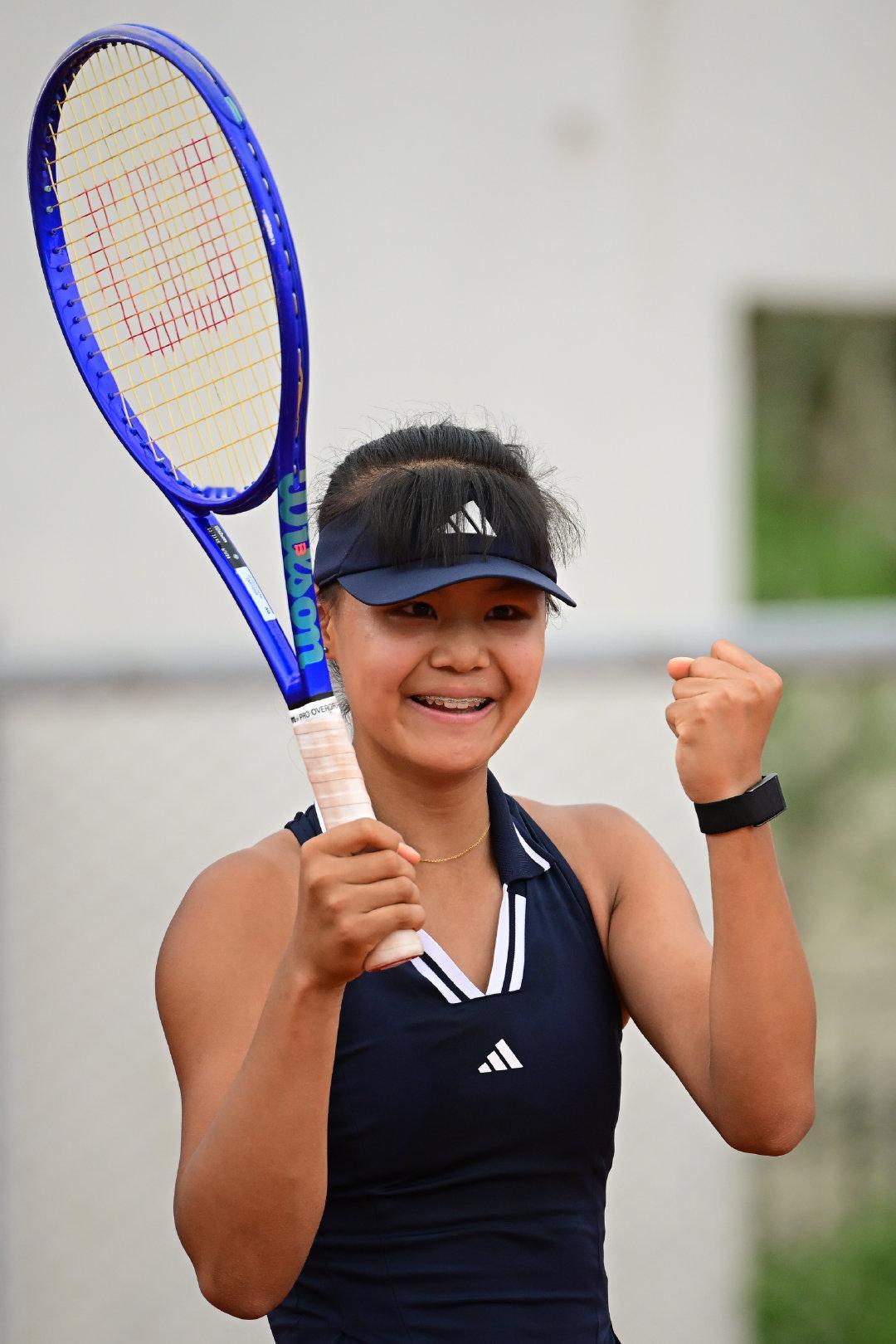 不言弃 💪 孙心然首次晋级巡回赛八强2026广州网球公开赛女单次轮，在决胜盘 