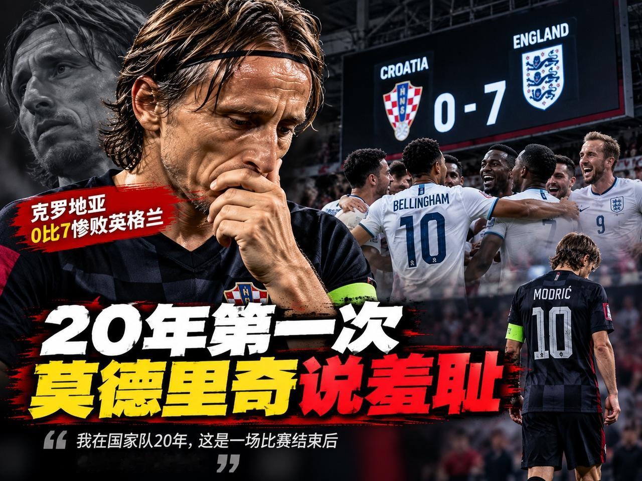 莫德里奇在克罗地亚国家队踢了20年。

世界杯决赛输过，欧洲杯出局过，被逆转过，