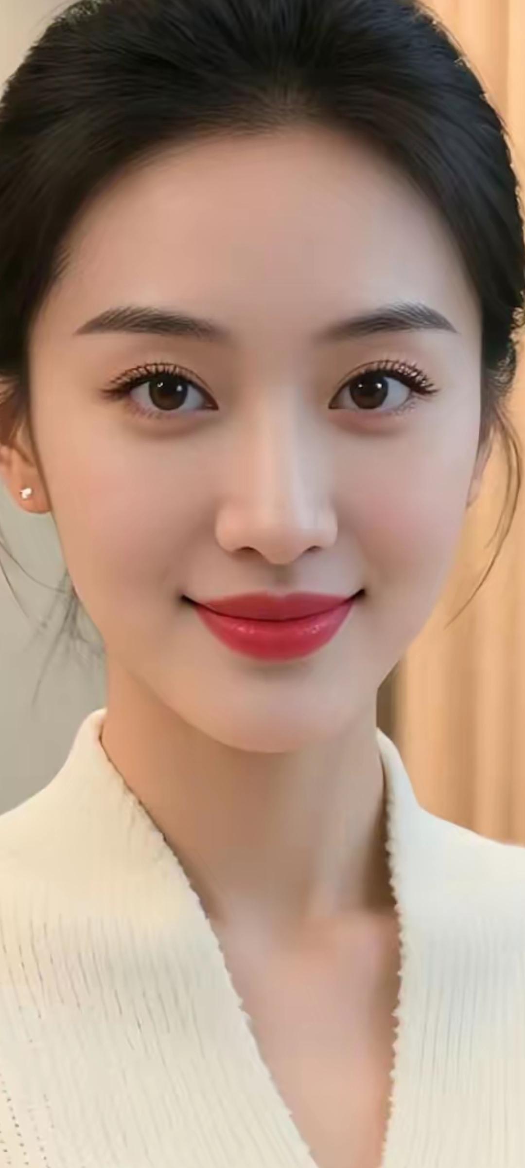 温柔微笑，自信满满，优雅气质，完美妆容，时尚穿搭