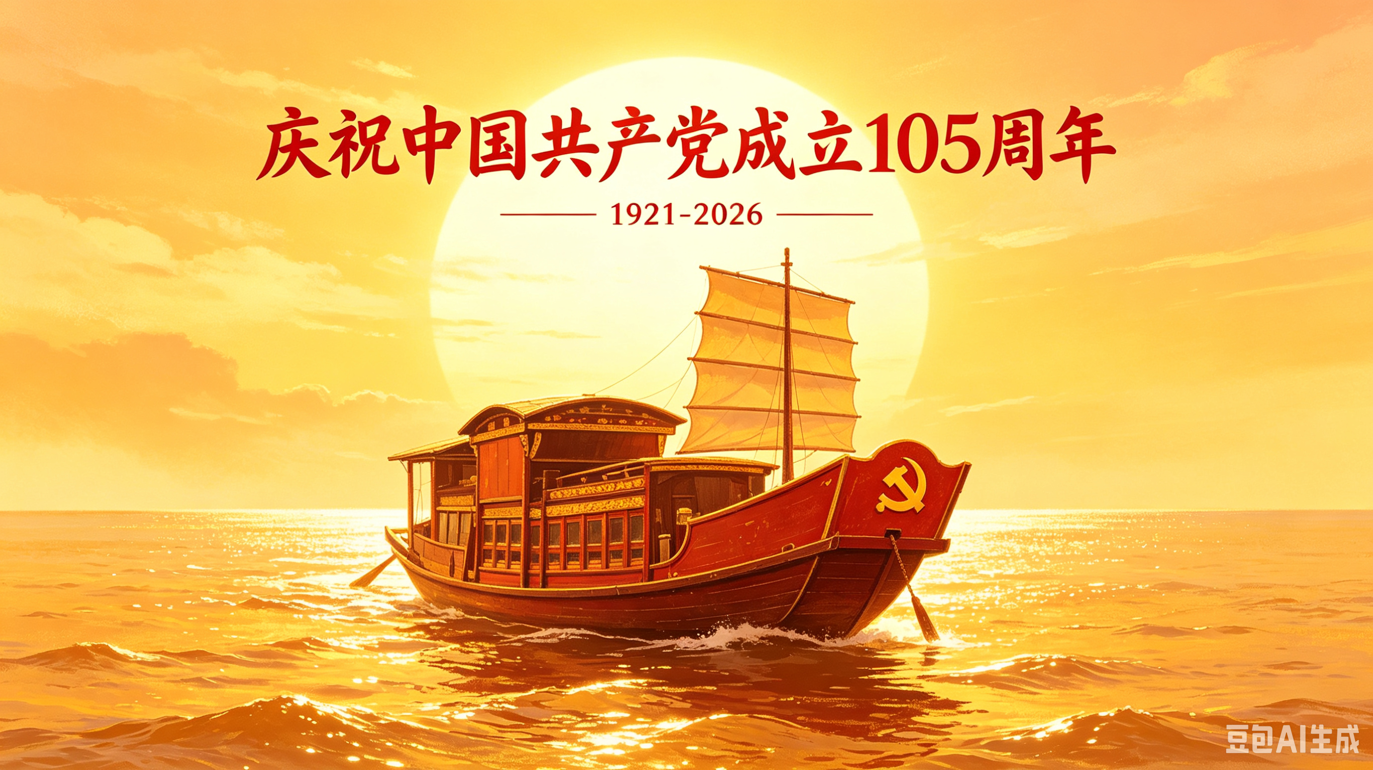 庆祝中国共产党成立105周年热烈庆祝中国共产党成立105周年，当南湖红船跨越百五