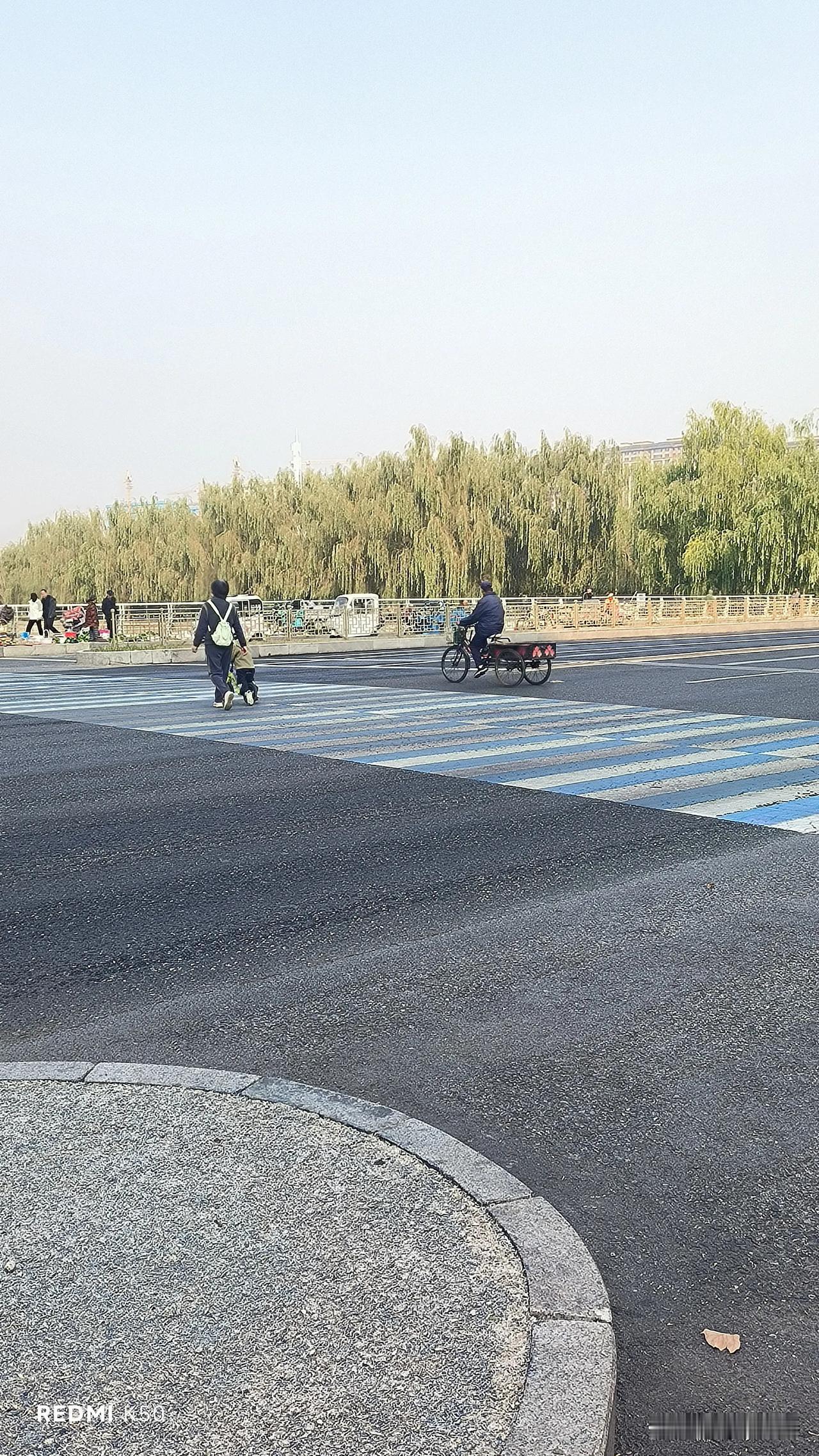 早晨，保定恒祥北大街与北堤路交叉口路西，已经自发形成了一个小型菜市场。

摊主们
