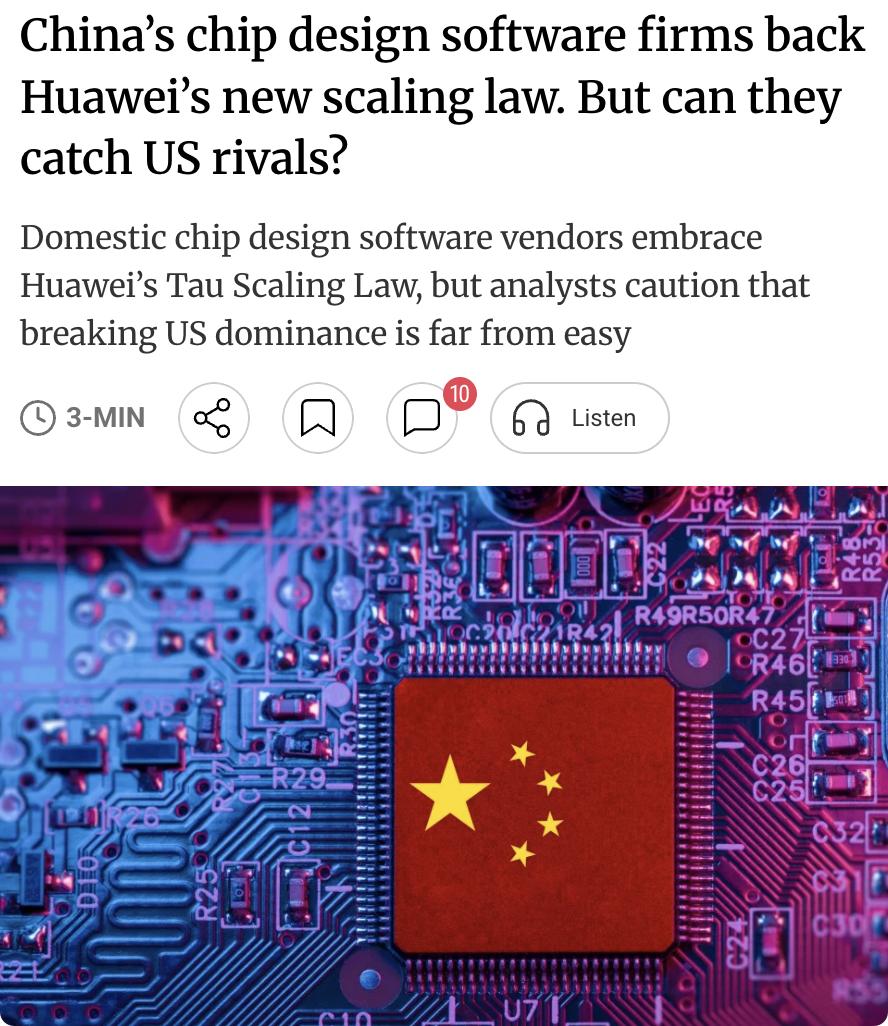外媒：中国国内芯片设计软件企业正积极响应华为提出的新一代芯片架构技术路线，但分析
