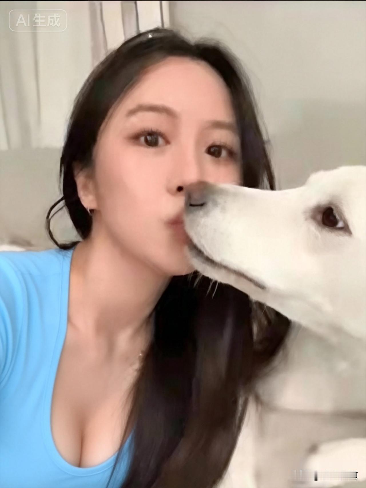 这狗嘴是租来的急着还吗？

刷到这张照片，我恶心得
差点吐了。

这位年轻女子，