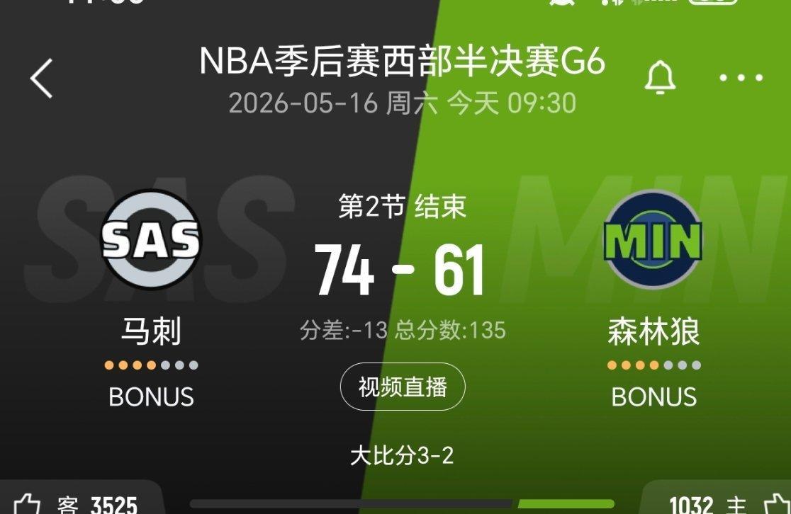 上半场结束，马刺领先13分！马刺vs森林狼nba季后赛