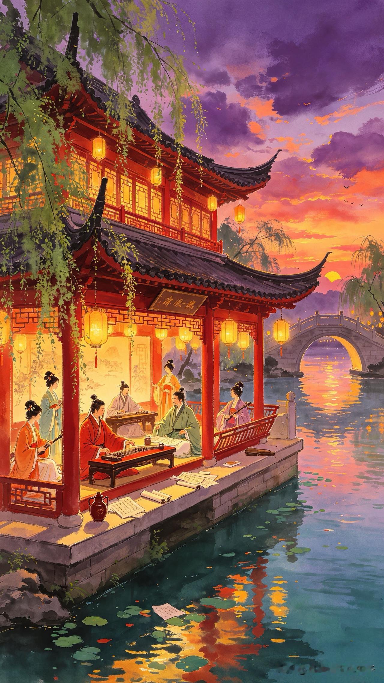 落第何妨醉画楼，
红牙檀板度春秋。
虚名换作浅斟唱，
       
…………请