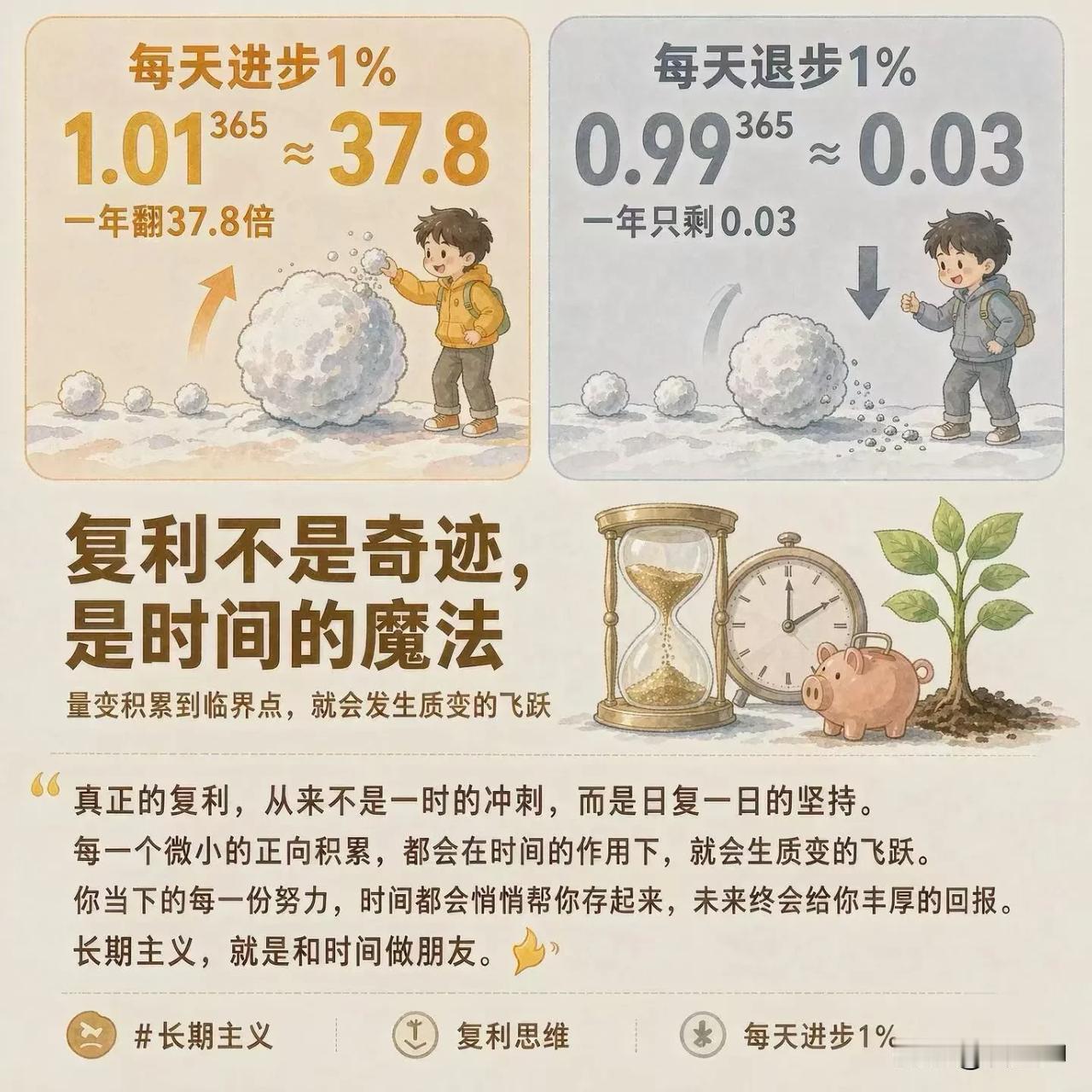 但凡靠钱吃饭的群体，都会吹嘘“复利效应”，卖保险的最愿意这么干，但他们从不愿意告