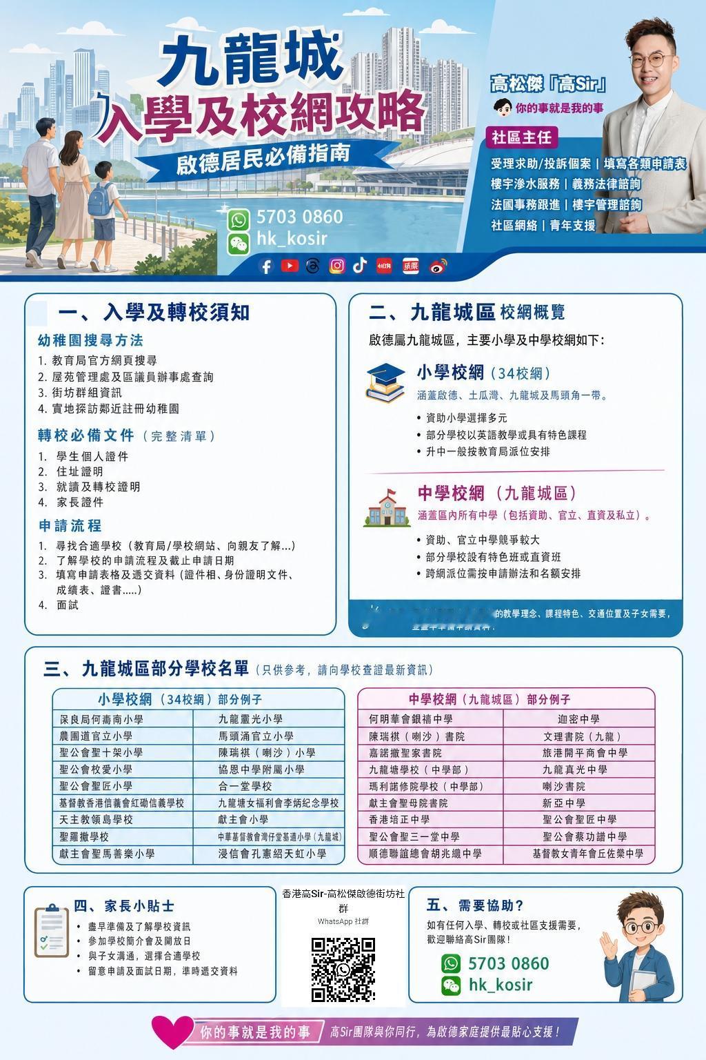 启德新居民必备｜高Sir整理九龙城区入学&校网攻略✨
 
刚搬入启德，包括启欣苑