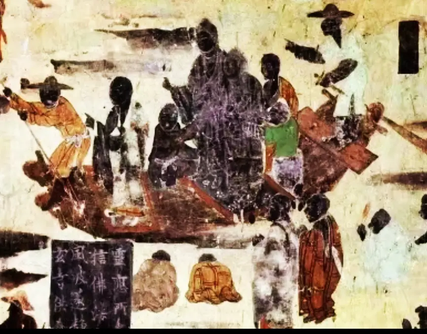 莫高窟壁画石佛浮江。莫高窟323窟一副石佛浮江图，描述了上海远古故事。西晋末年发生在上海吴淞江【时称“沪渎”】下游入海处“石佛浮江”确有其事。记载此史最早的文献，除了《集神州三宝感通录》外，还有南北朝时的《浮海石像碑铭》。 
韩俞（进学解）
业精于勤，荒于嬉
行成于思，毁于随