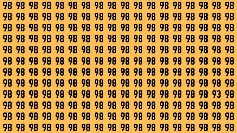 视觉挑战 在这满是“98”的橙黄色背景数字阵列中，隐藏着数字“93” 。现向你发