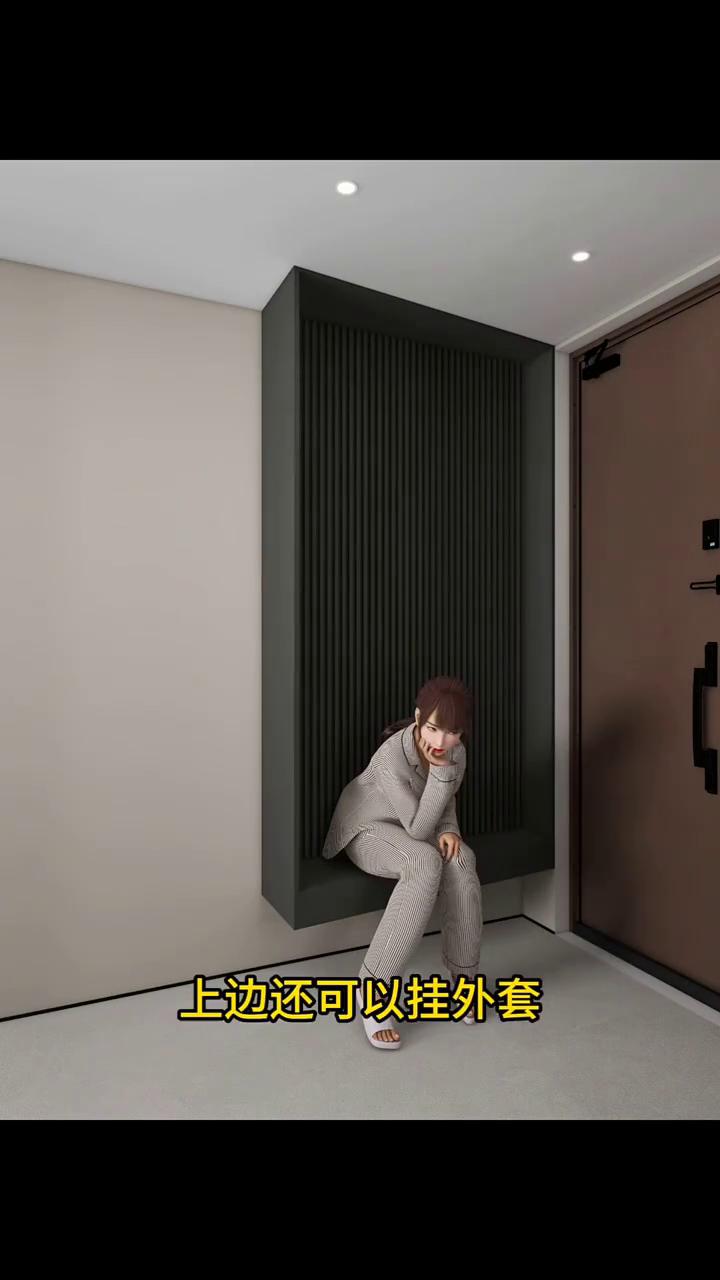 不到四十平的一居室居然要住下一家四口。
·入户侧边只有二十公分，放鞋柜会挡入户门