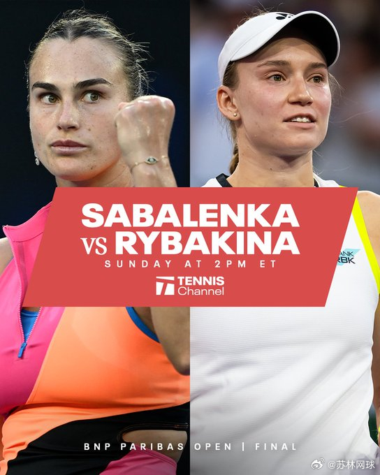 WTA1000印第安维尔斯决赛预告02:00，萨巴伦卡vs莱巴金娜▼总交手记录：