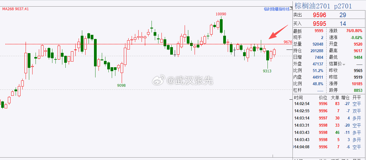 棕榈没有必要追多，这个位置压力挺大的只不过是如果出现回踩确认，是9500呢还是9