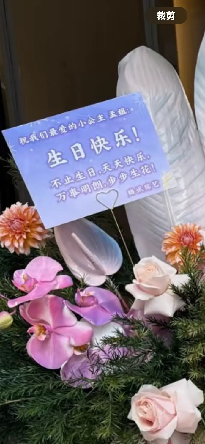 孟子义收获腾讯综艺双重心意，生日花篮与 “小公主” 称呼并行，展现平台对艺人的友